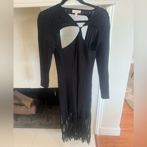 Ronny Kobo Collection Black Backless Fringe Dress